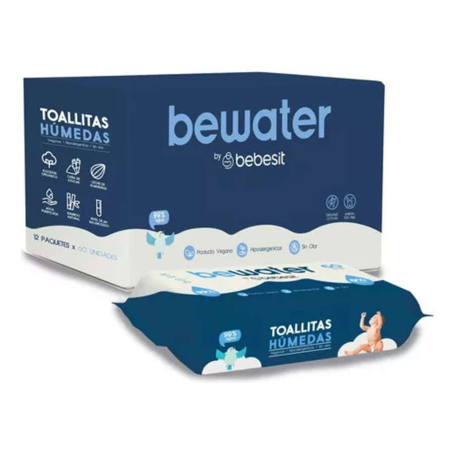 Wipes Toallitas Húmedas Be Water Bebesit Caja 12 paquetes 720 toallitas